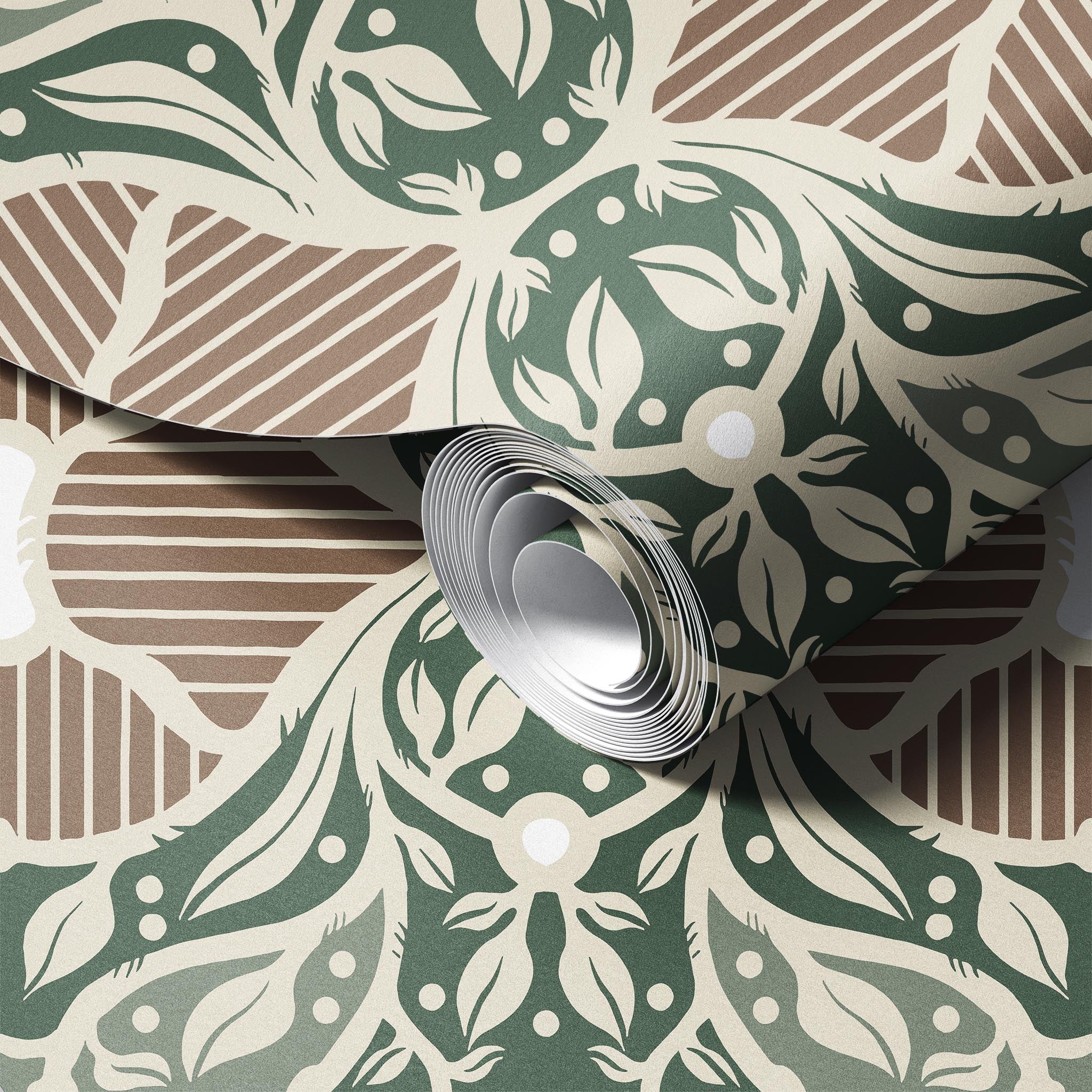 Green Geometric peel and stick wallpaper room mockup